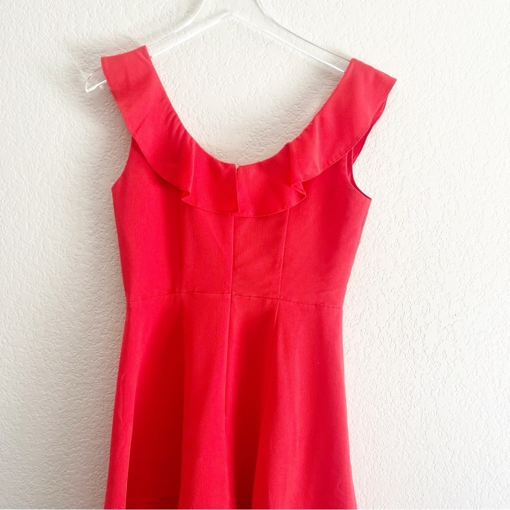 ASOS Red Mini Dress V Neck and Back Fit and Flare Size 6 - Picture 8 of 11